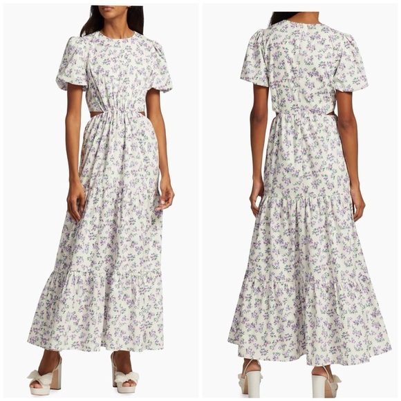 Wayf Women's Plaza Cutout Tier Maxi Dress Cutout Floral Lavender Ditsy Sz S NWT - Picture 1 of 10